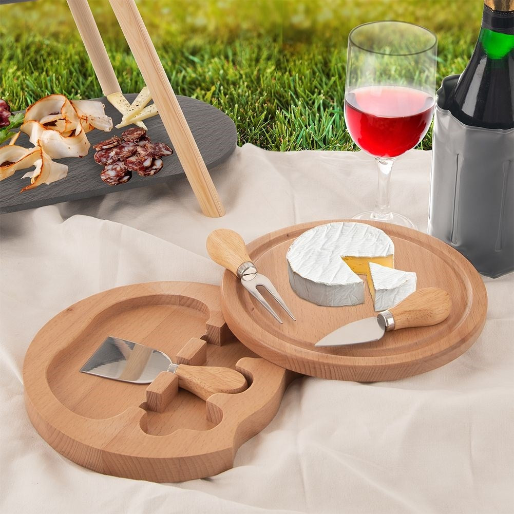 Pull-out cheese tray with knives for easy serving