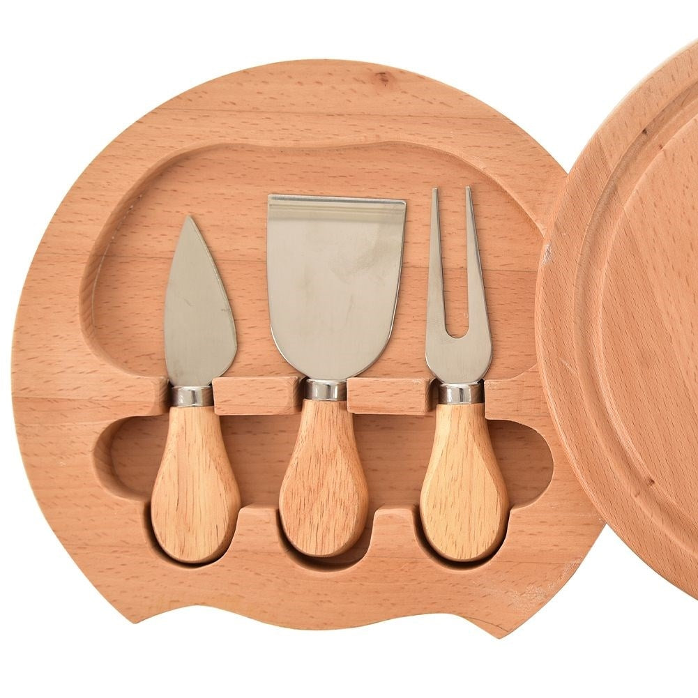 Pull-out cheese tray with knives for easy serving