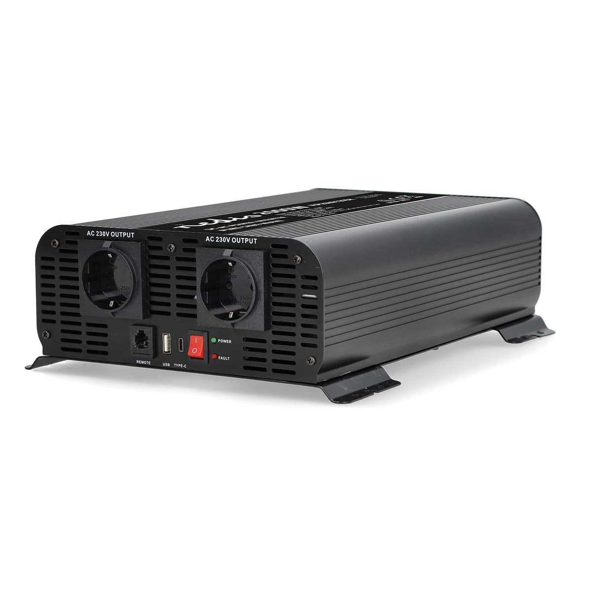 Pure Sine Wave Power Inverter, 2000W, 12V to 230V, USB-C