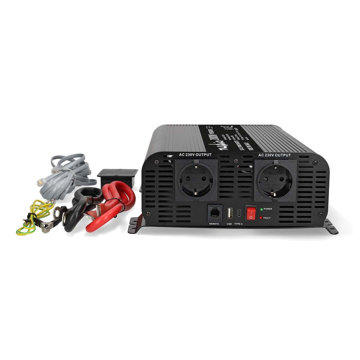 Pure Sine Wave Power Inverter, 2000W, 24V DC to 230V AC