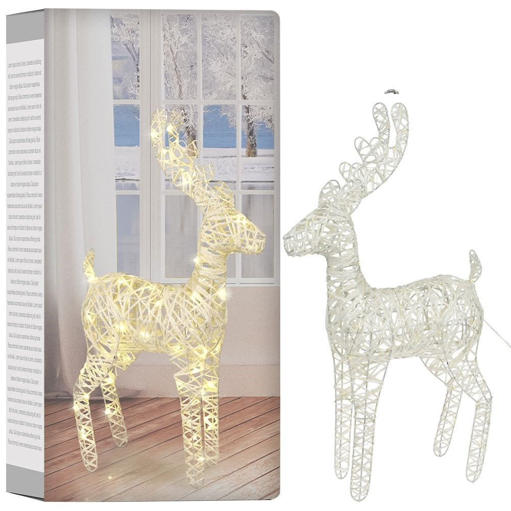 Pure decoration with 45 LED lights for Christmas, white with silver glitter