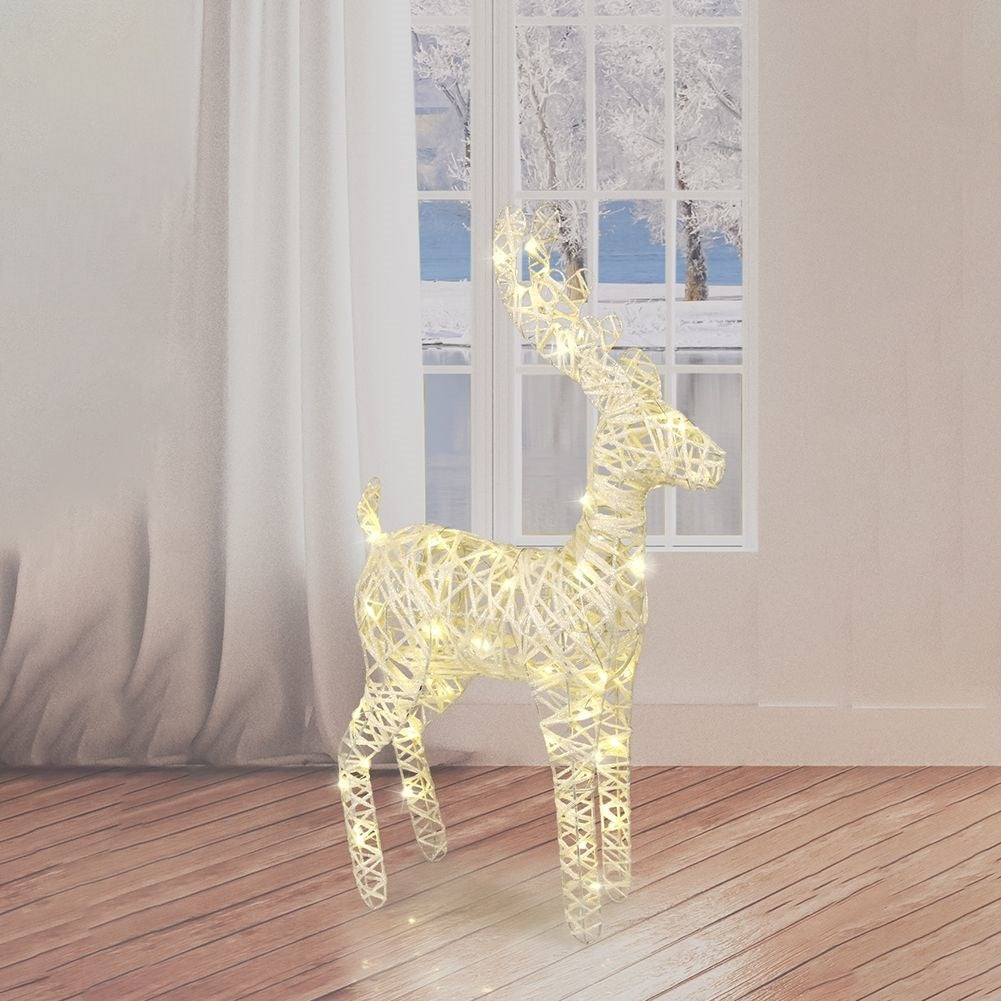 Pure decoration with 45 LED lights for Christmas, white with silver glitter