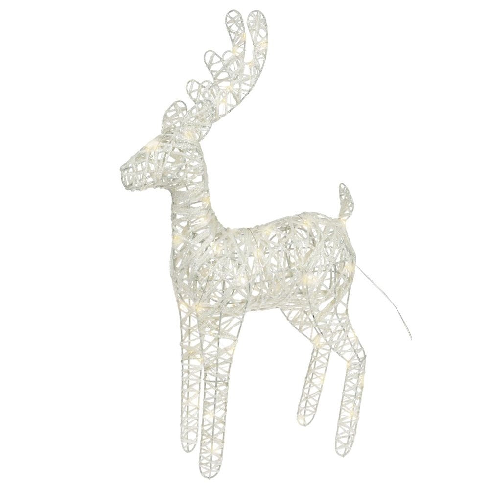 Pure decoration with 45 LED lights for Christmas, white with silver glitter