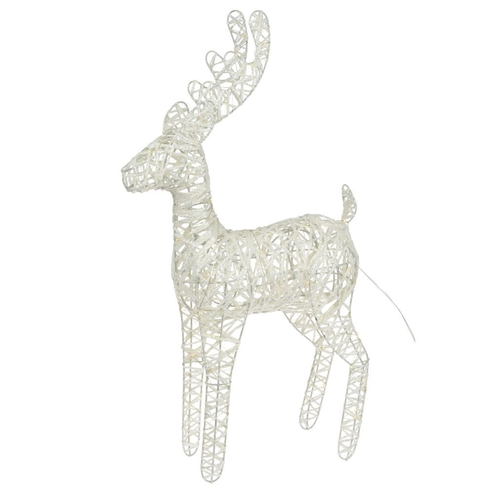 Pure decoration with 45 LED lights for Christmas, white with silver glitter