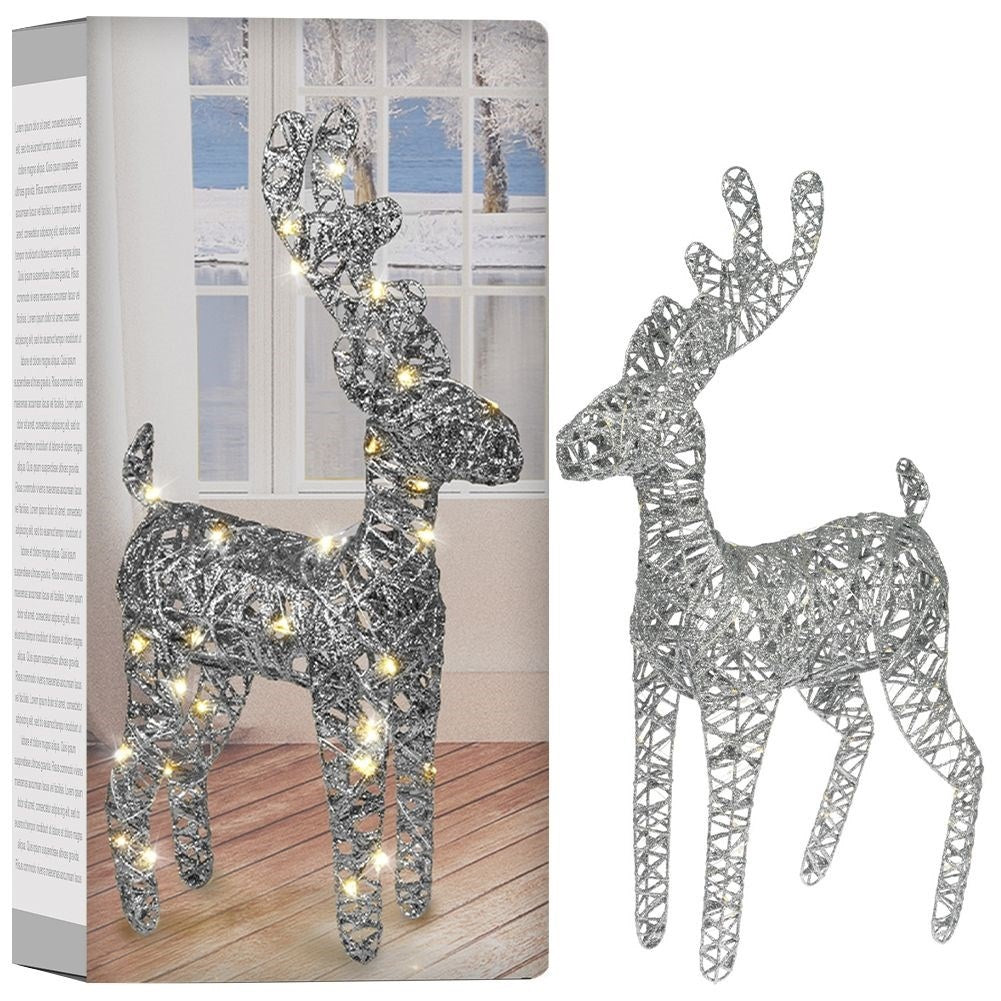 Pure with 60 LED lights, silver colored with glitter for Christmas
