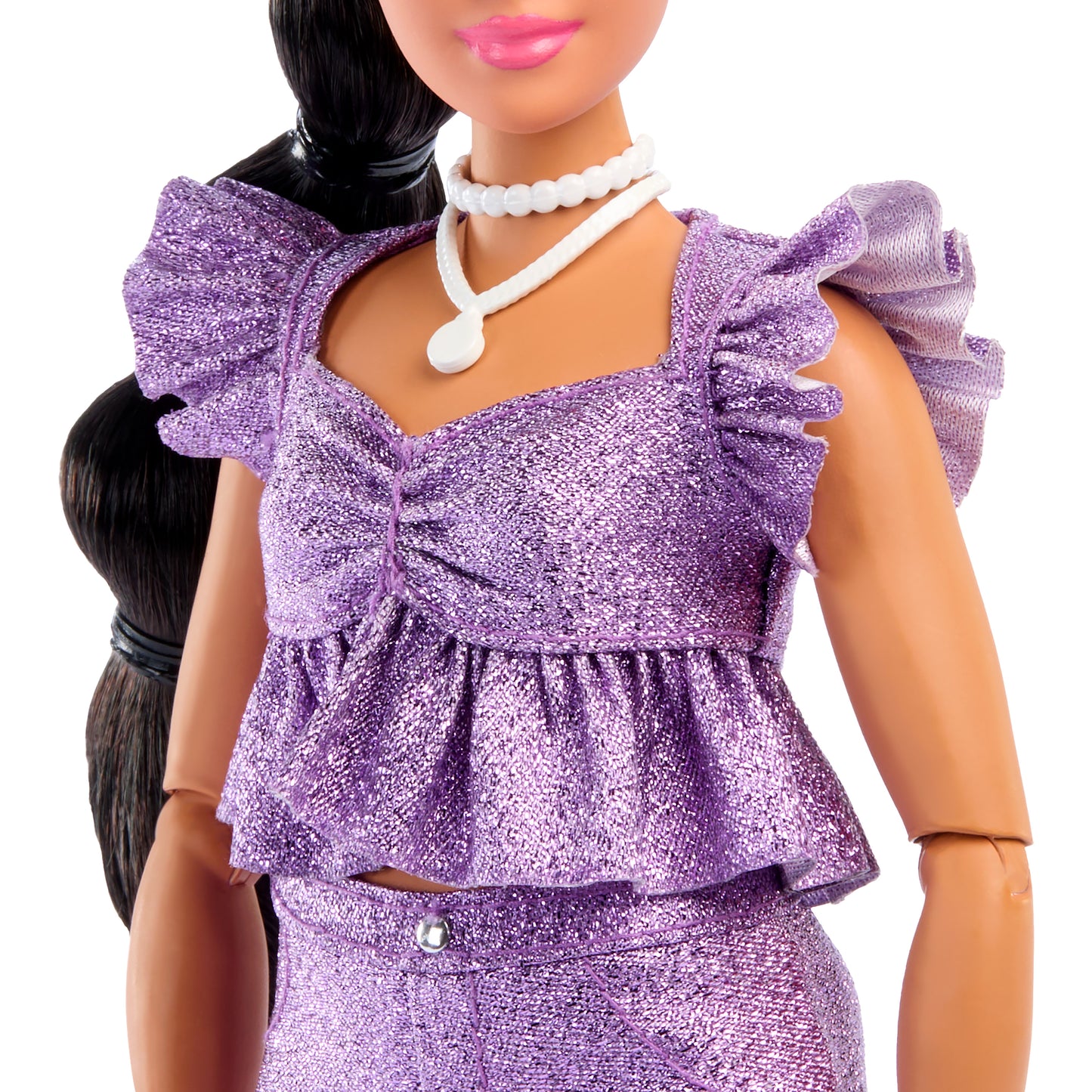 Barbie Doll with Purple Glitter Top and Shorts