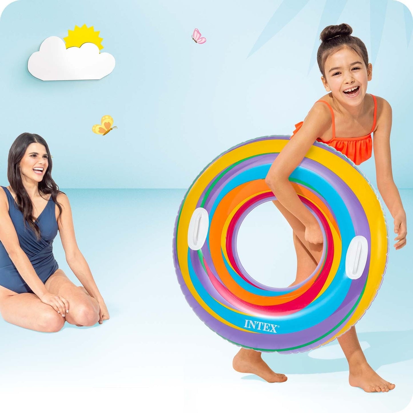 Purple striped swimming ring 91 cm Intex