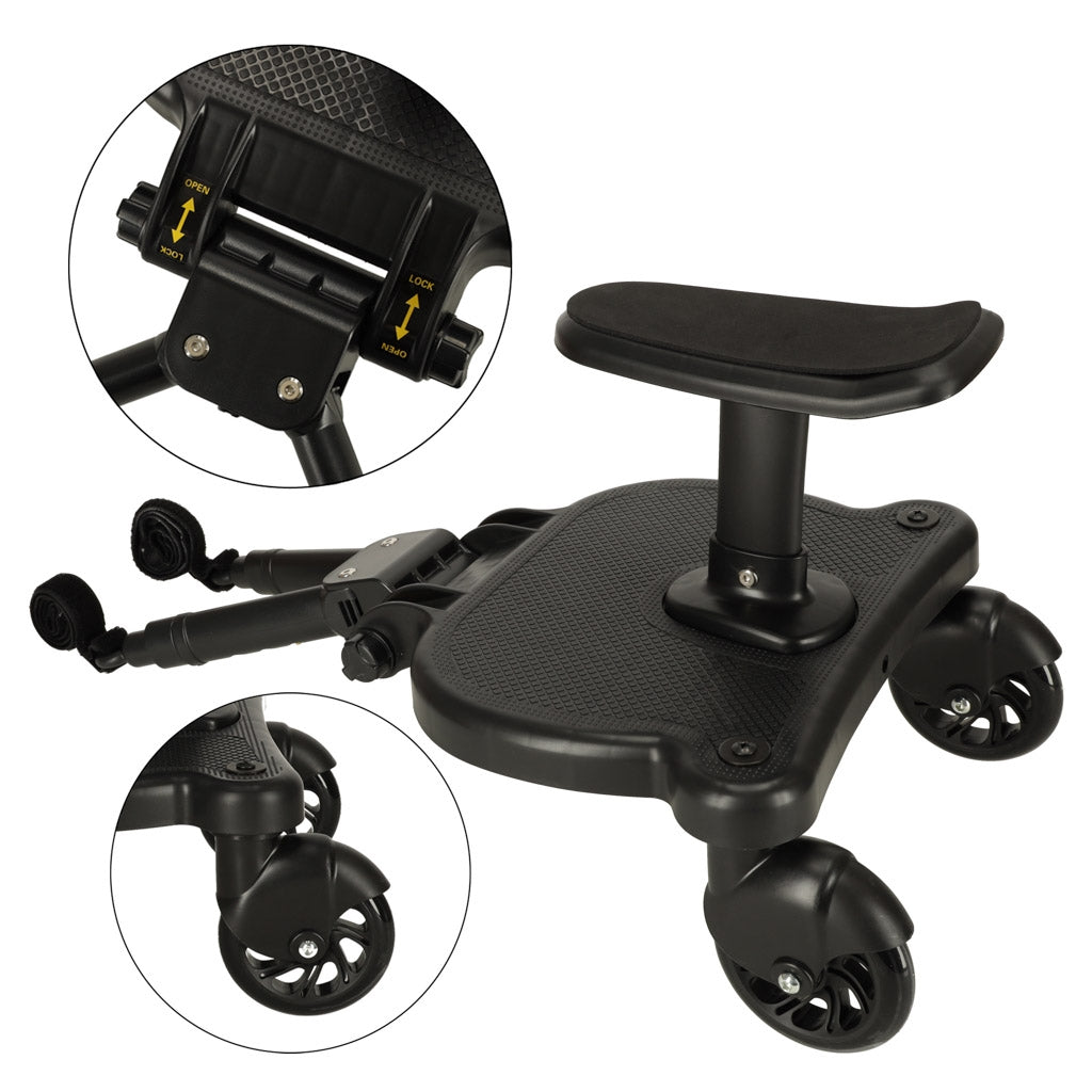 Pushchair extension with baby seat black