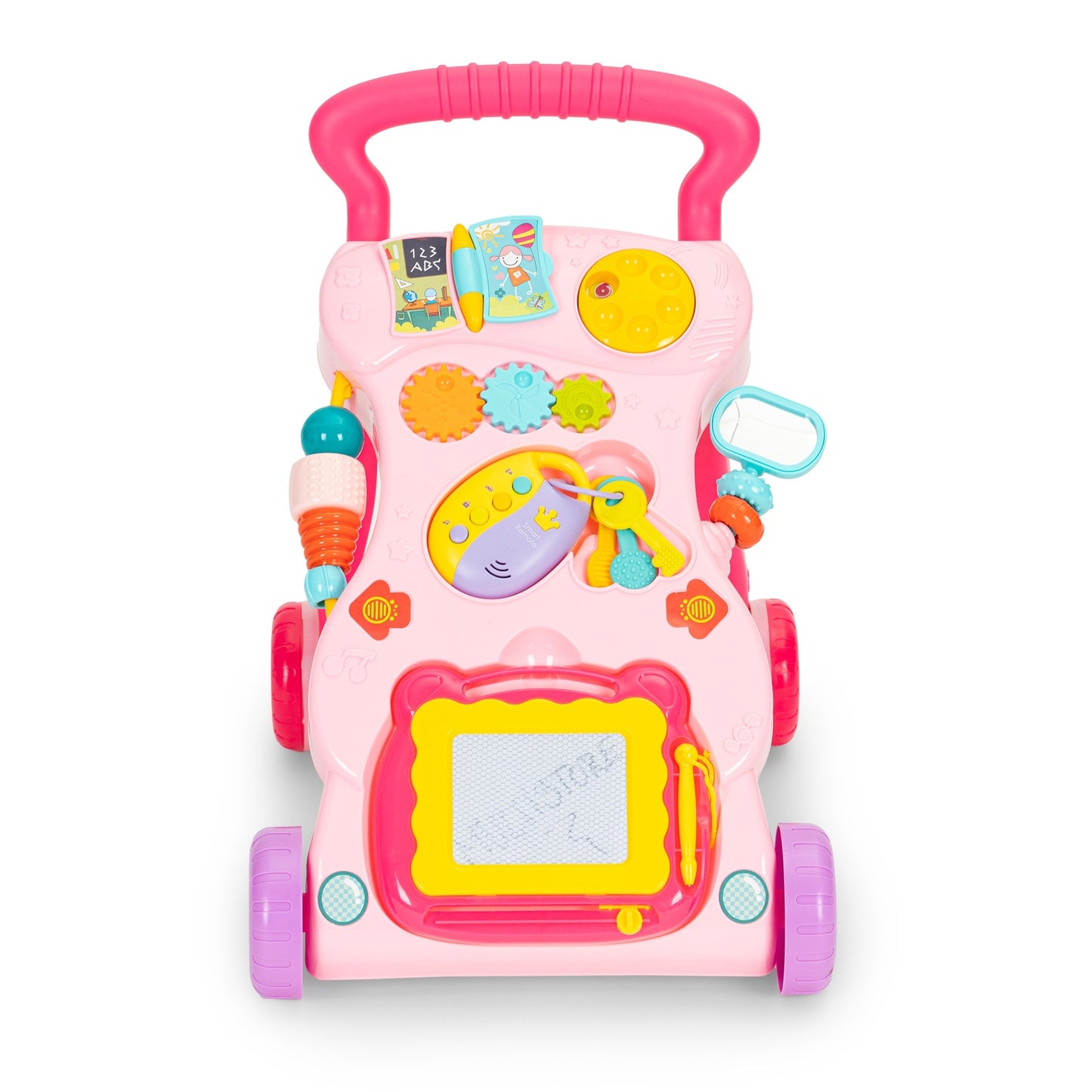 Pusher walker for children, an interactive ride-on with description and sounds