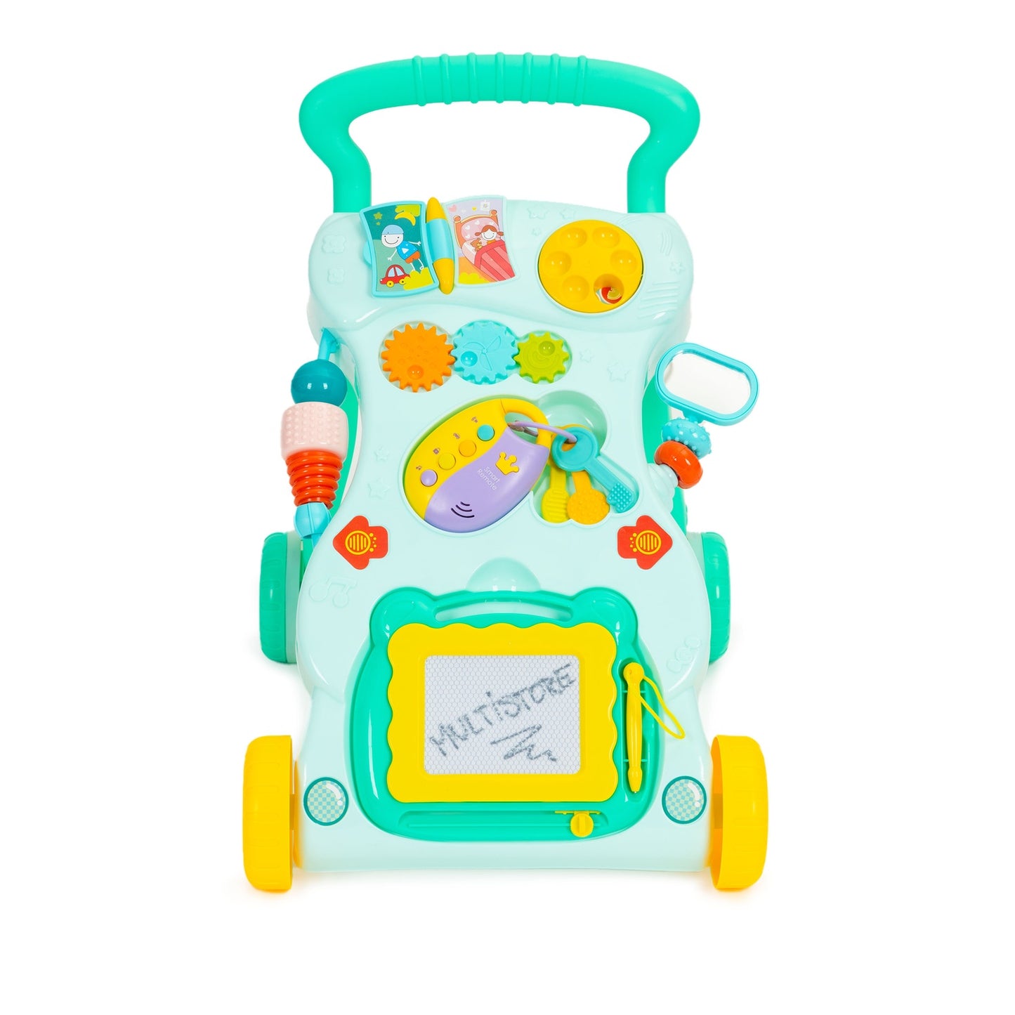Pusher walker for children, an interactive ride-on with description and sounds