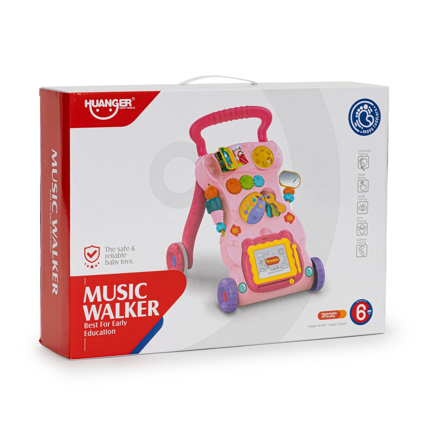 Pusher walker for children, an interactive ride-on with description and sounds