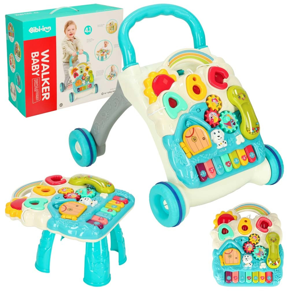Pusher walker interactive educational table 4-in-1 blue