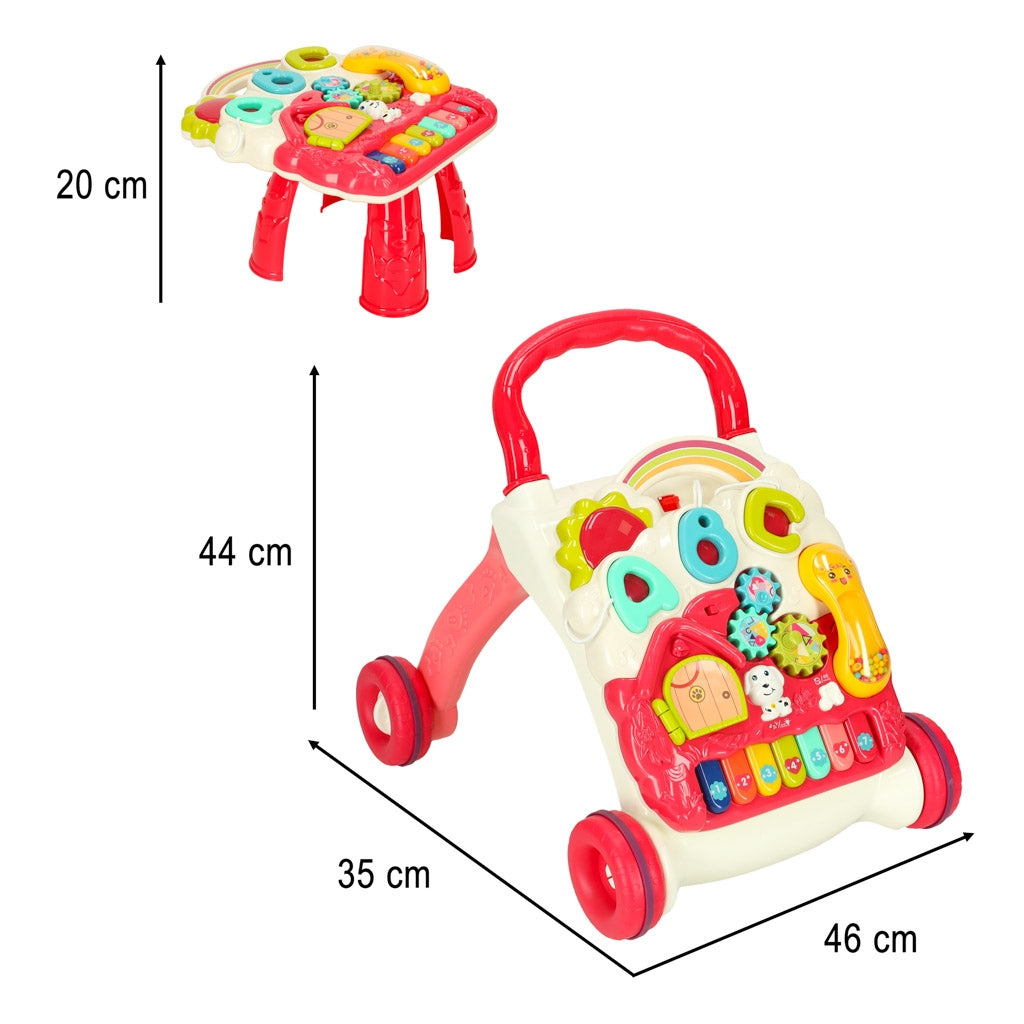 Pusher walker interactive educational table 4-in-1 red