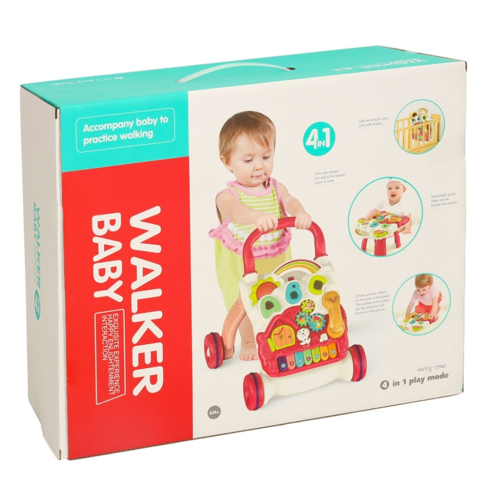 Pusher walker interactive educational table 4-in-1 red