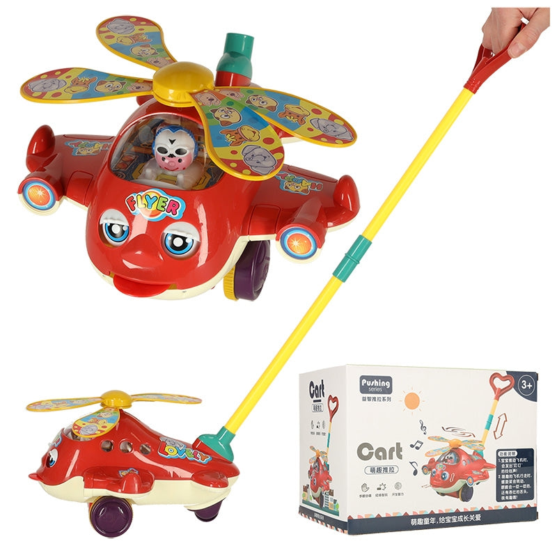 Push stick helicopter plane with sound