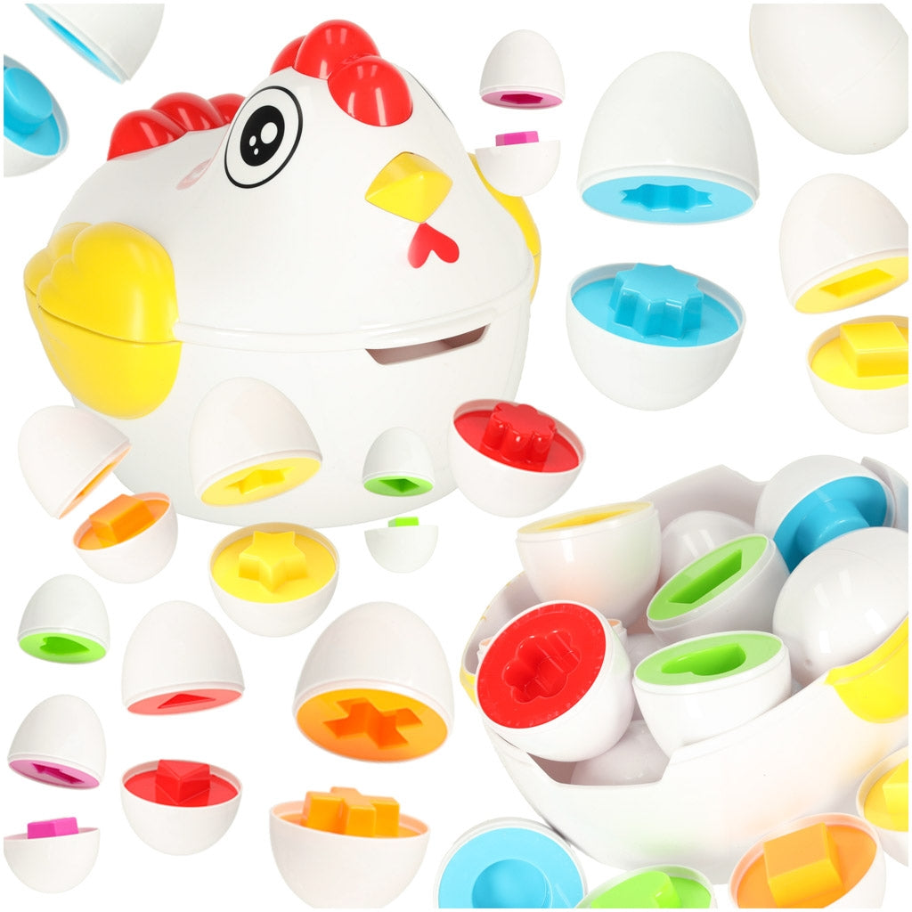 Puzzle blocks eggs montessori shapes hen