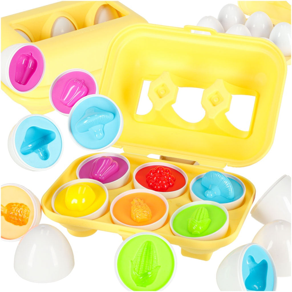 Puzzle egg blocks montessori fruit vegetables 6pcs.