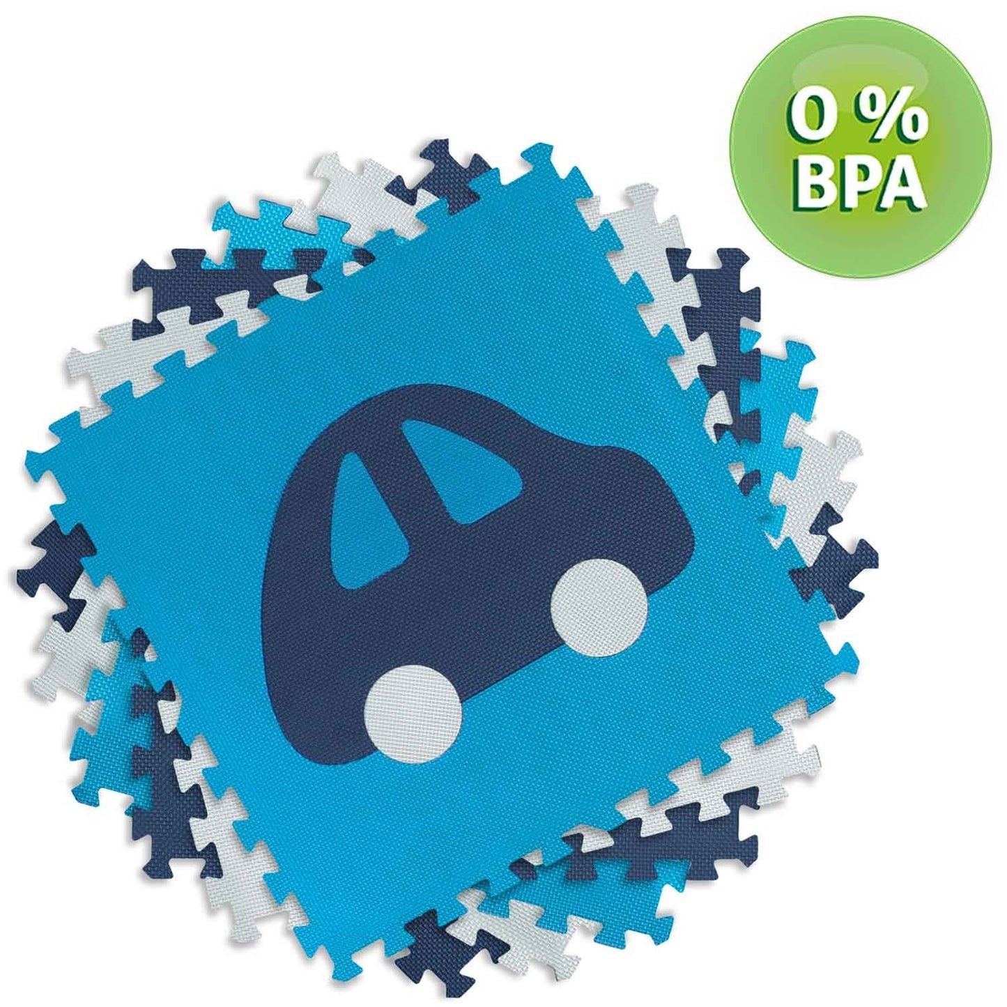Puzzle mat in foam 180x180 cm, 9 parts, blue
