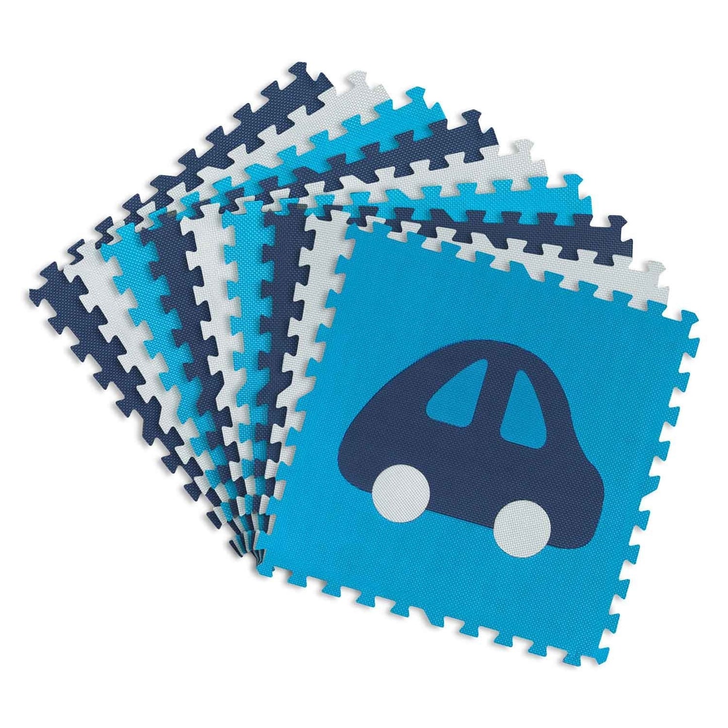 Puzzle mat in foam 180x180 cm, 9 parts, blue