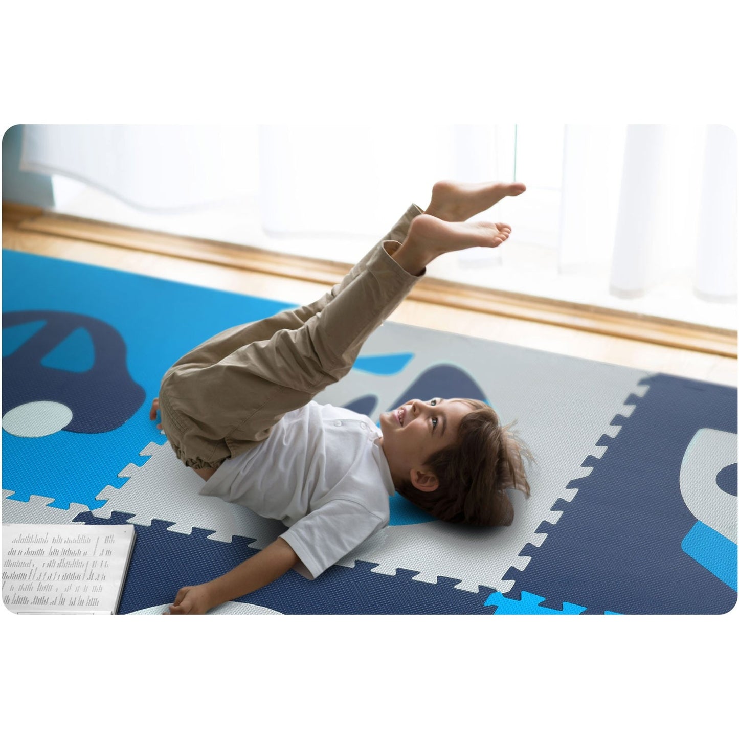 Puzzle mat in foam 180x180 cm, 9 parts, blue