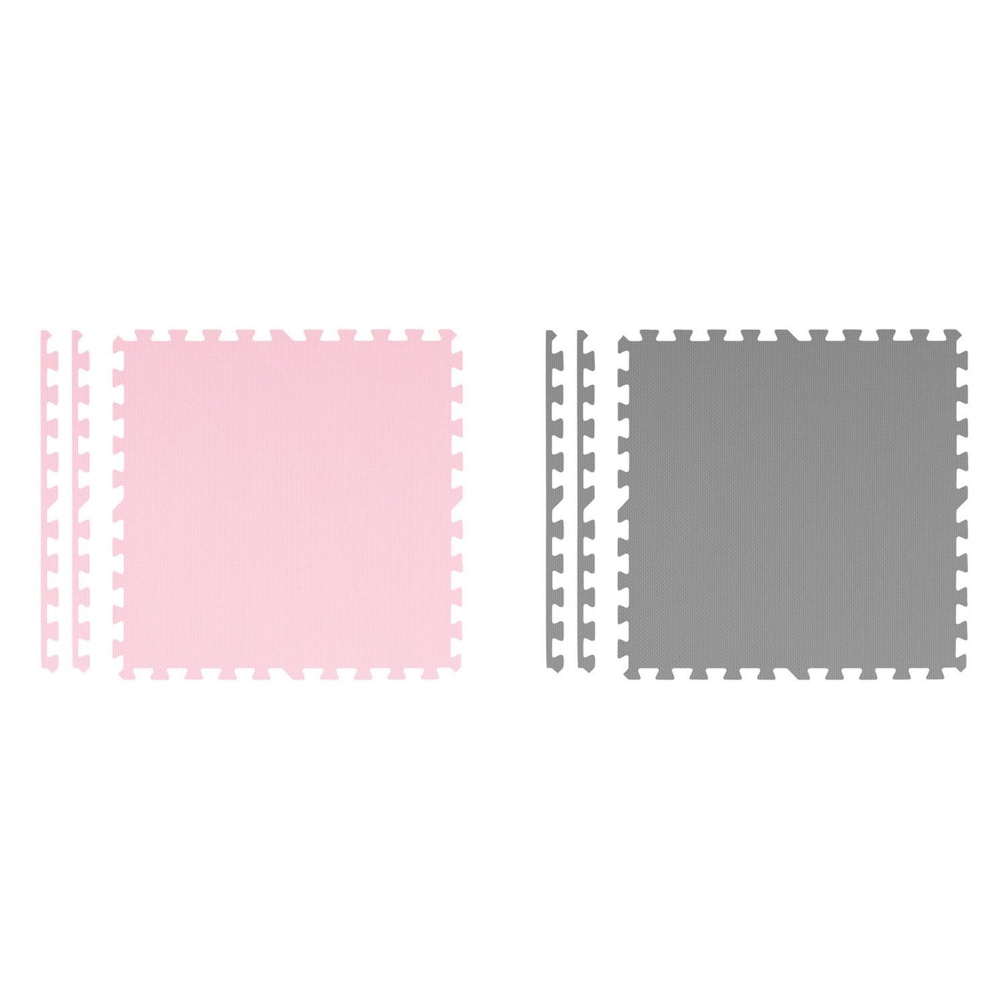 Puzzle mat in foam 180x180 cm, 9 parts, gray and pink