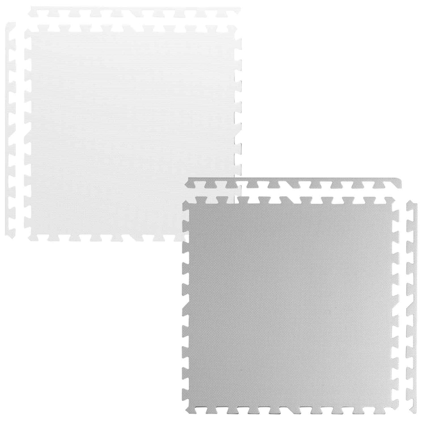 Puzzle mat in foam, white and grey, 60 x 60 cm, 9 parts