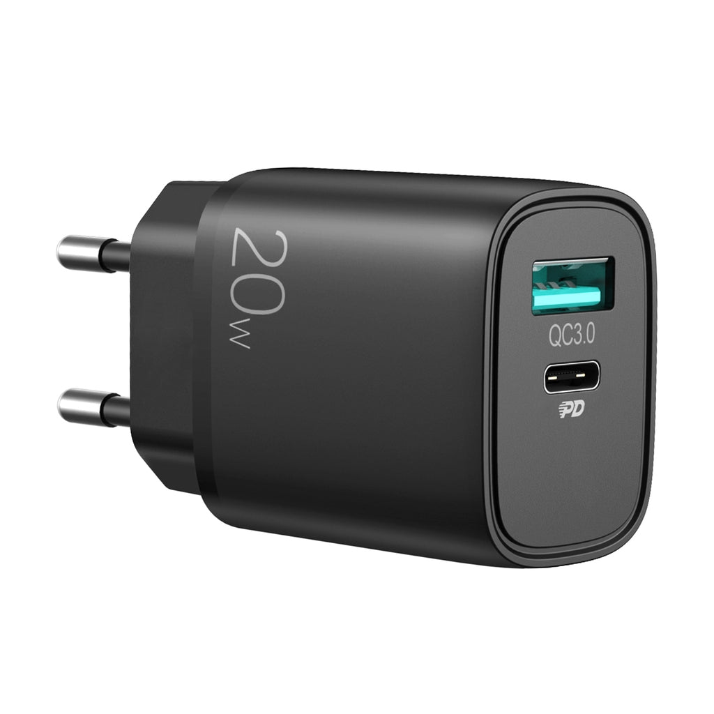 Quick Charger USB & USB-C, PD & Q.C3.0, 3.5A, 20W - Black