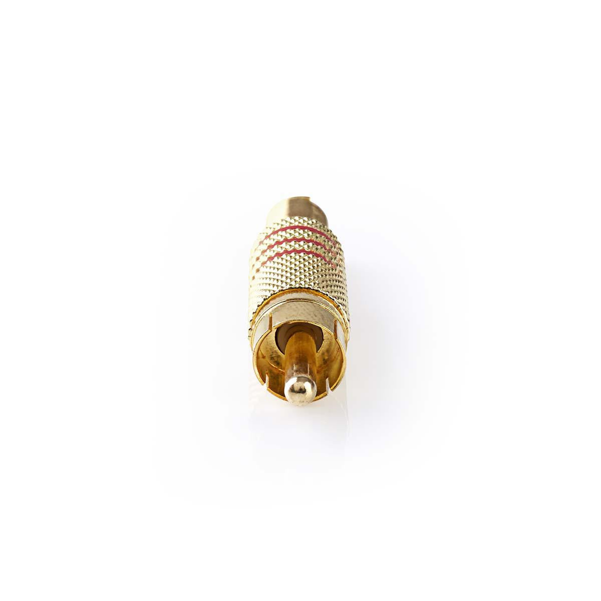RCA Connector | Straight | Male | Gold Plated | Solder | Cable input diameter: 7.0 mm | Metal | Gold / Red | 10 pieces. | Envelope