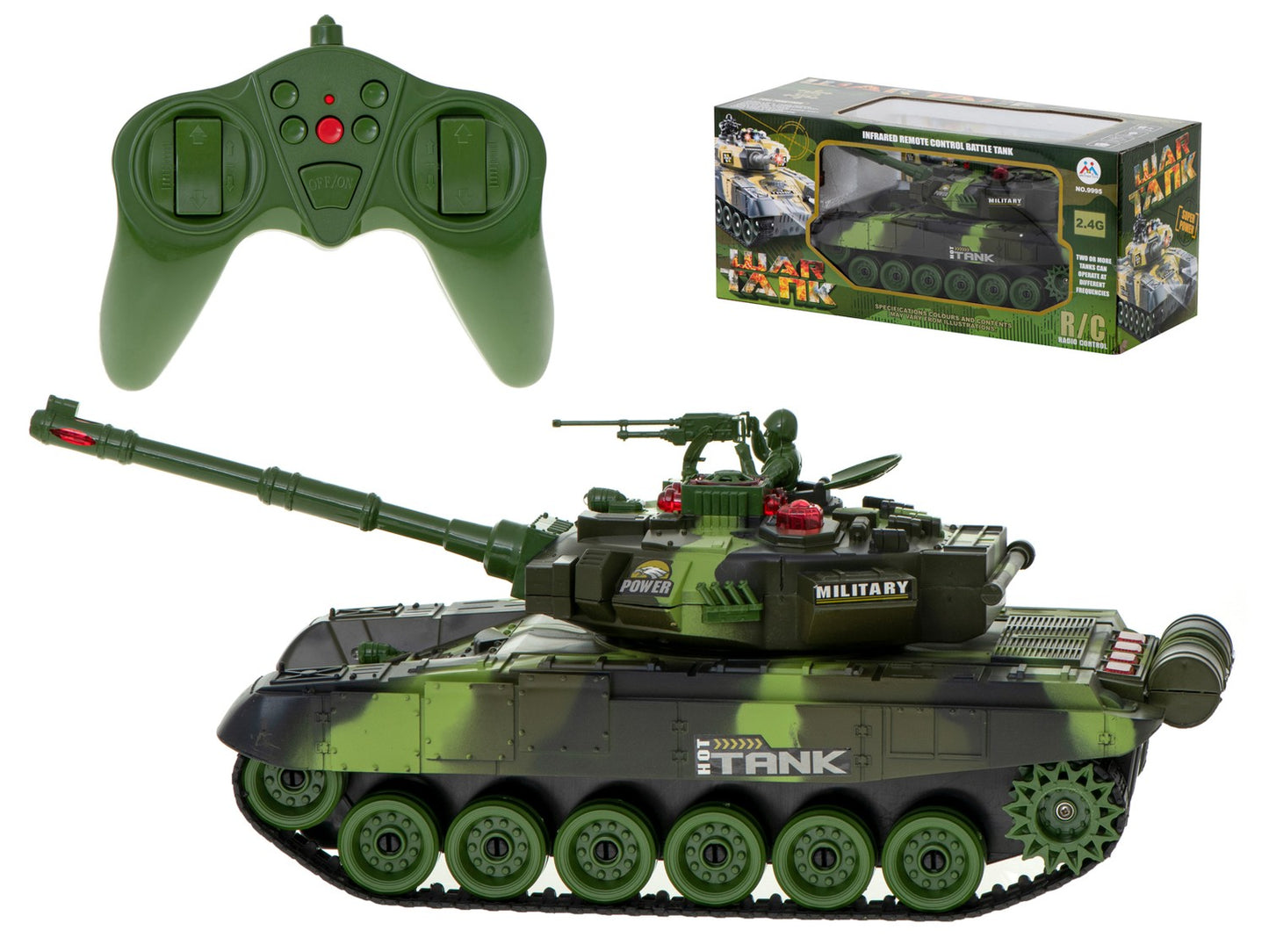 RC Big War Tank 9995 large 2.4 GHz green