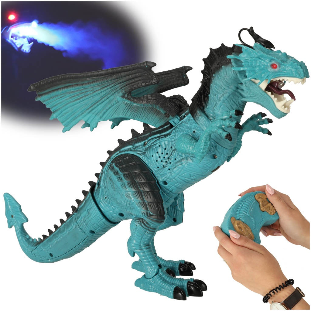 RC Dinosaur Controlled Dragon - walks roars breathes steam 41 cm