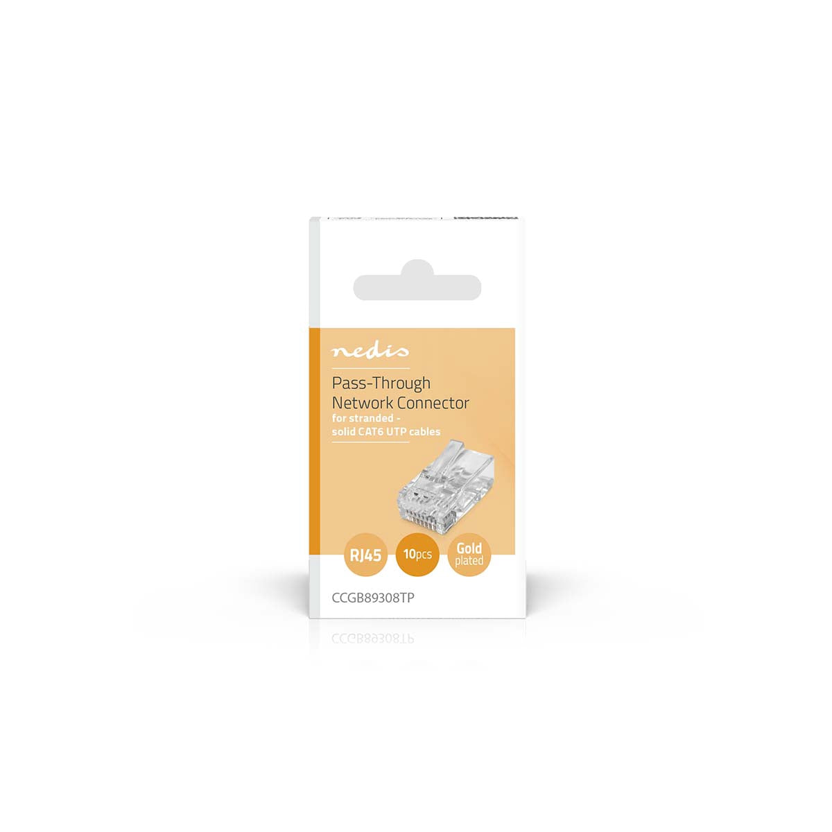 RJ45 Pass-Through Connector, CAT6, Gold-Plated, 10-Pack