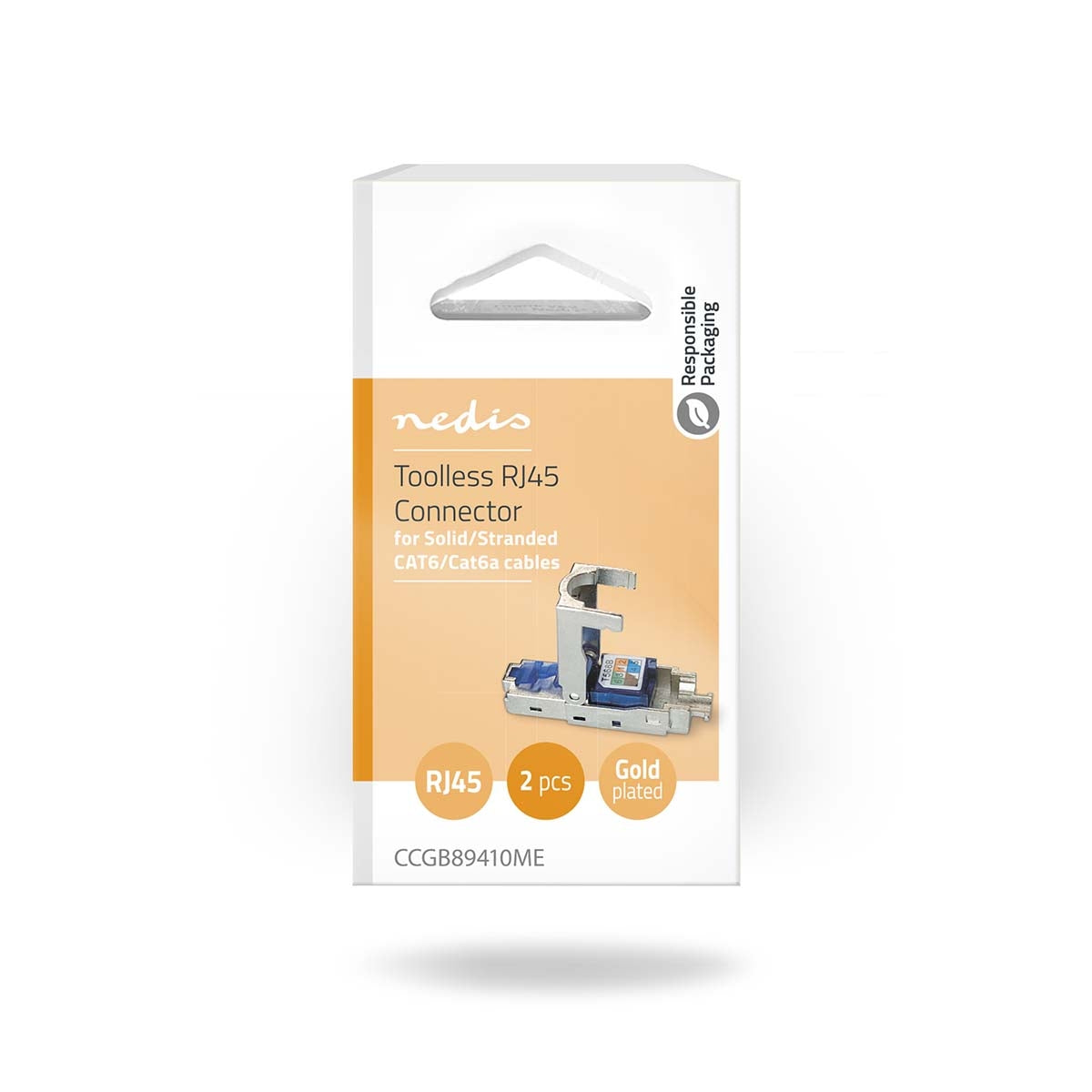 RJ45 connector | Male | CAT6 / CAT6a | Straight | Gold Plated | 2 pcs. | Metal | Metal | Box