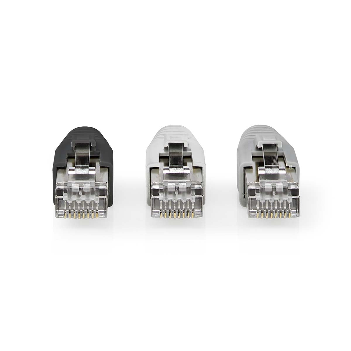 RJ45 connector | RJ45 Pass Through | Solid/Stranded FTP CAT6 | Straight | Gold Plated | 10 pieces. | PVC | Grey/Black/White | Box