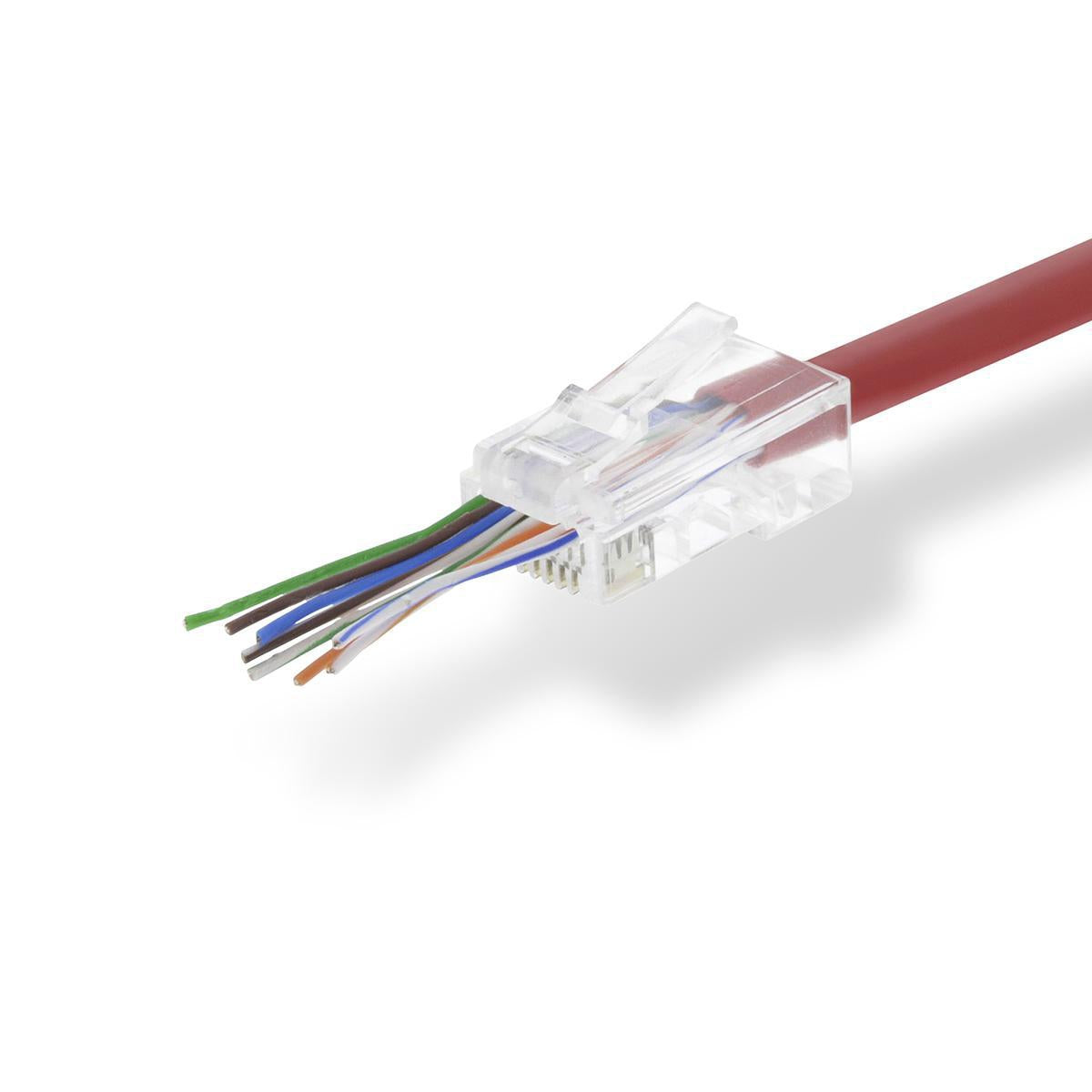 RJ45 connector | RJ45 Pass Through | Solid UTP CAT5 | Straight | Gold Plated | 10 pieces. | PVC | Transparent | Box
