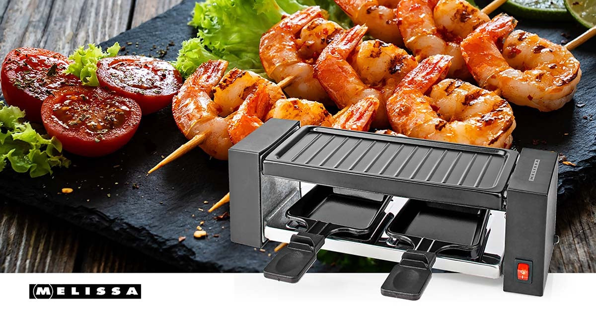 Raclette Grill Set for 2 – 400W, Non-Stick, 23x10 cm