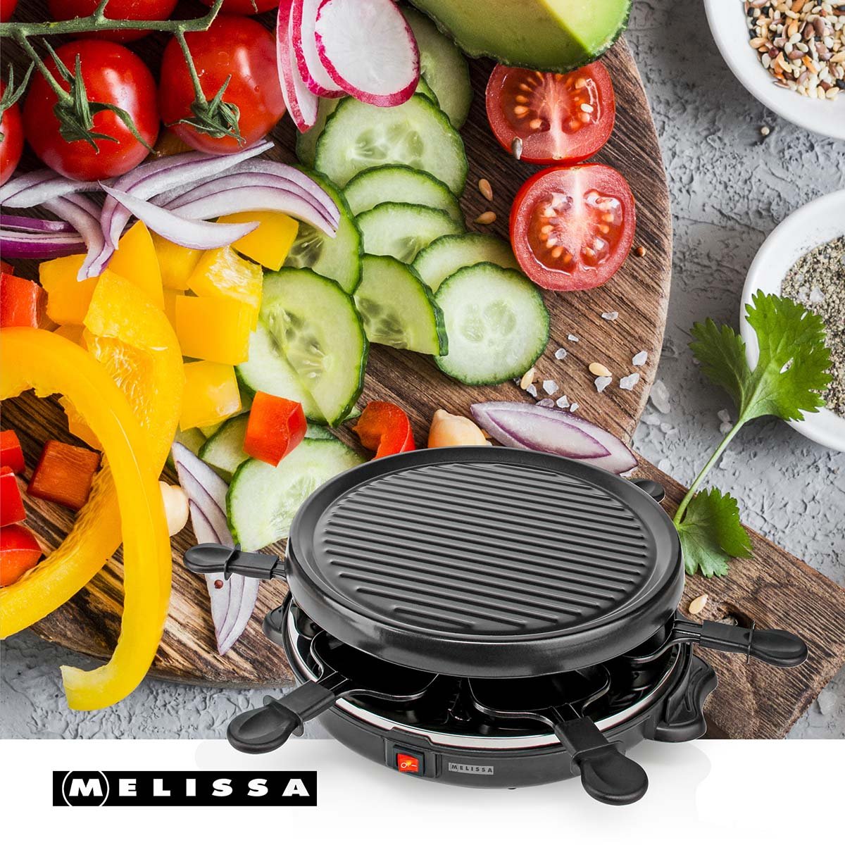 Raclette Grill Set for 6, 800W, Non-Stick, 29cm