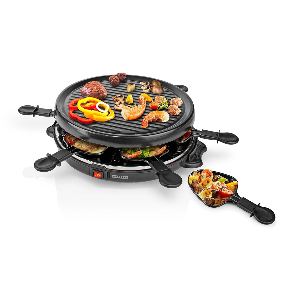 Raclette Grill Set for 6, 800W, Non-Stick, 29cm