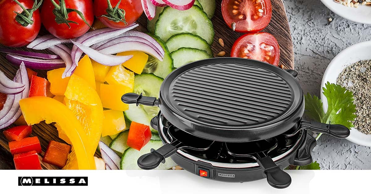 Raclette Grill Set for 6, 800W, Non-Stick, 29cm