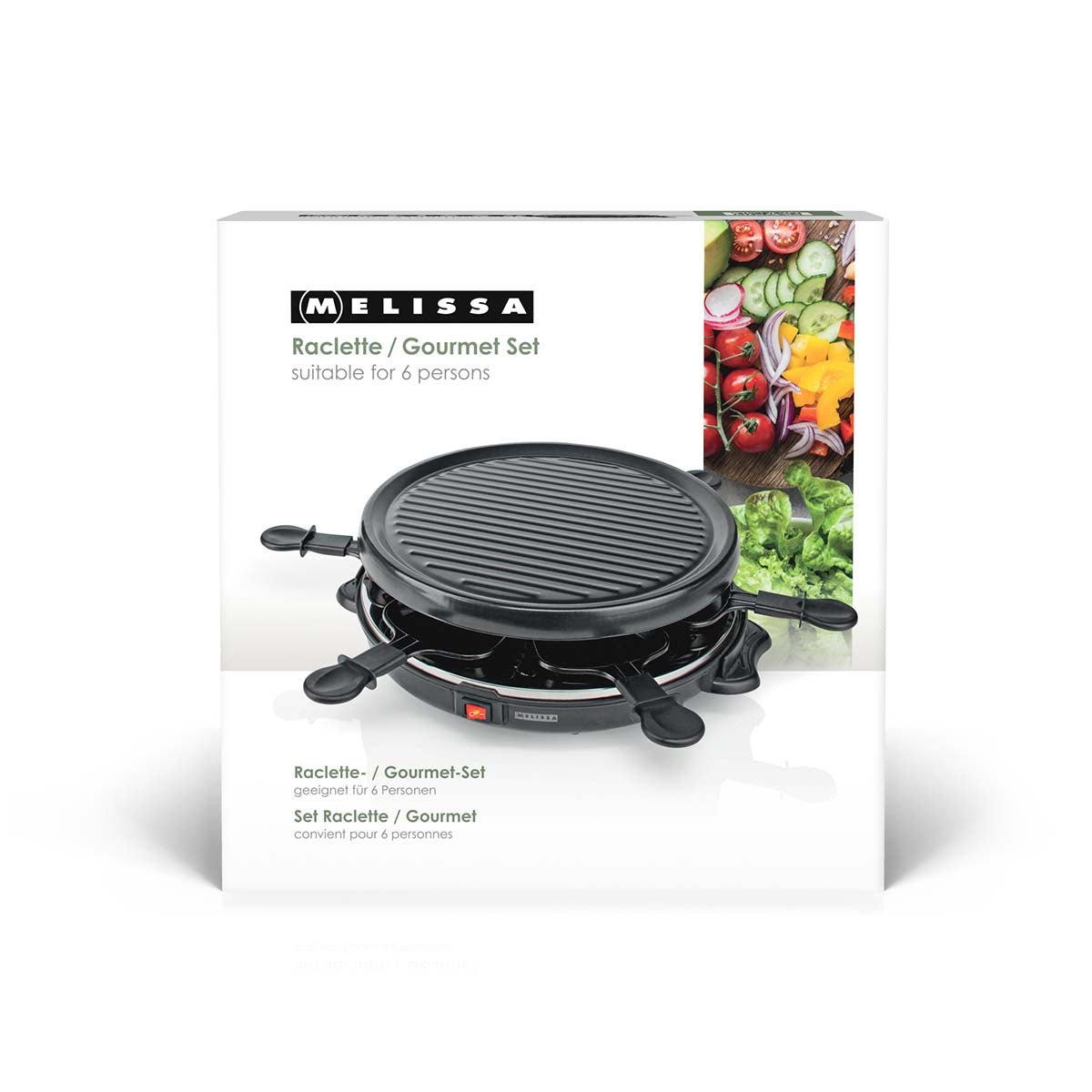 Raclette Grill Set for 6, 800W, Non-Stick, 29cm