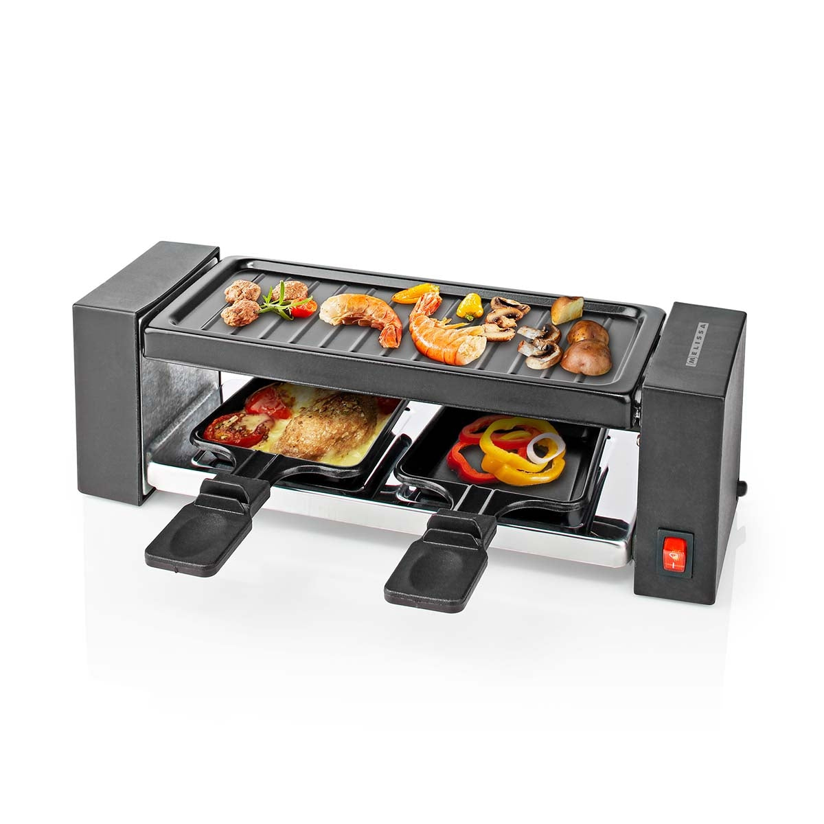 Raclette Grill for 2, 400W, Non-Stick, 23x10 cm