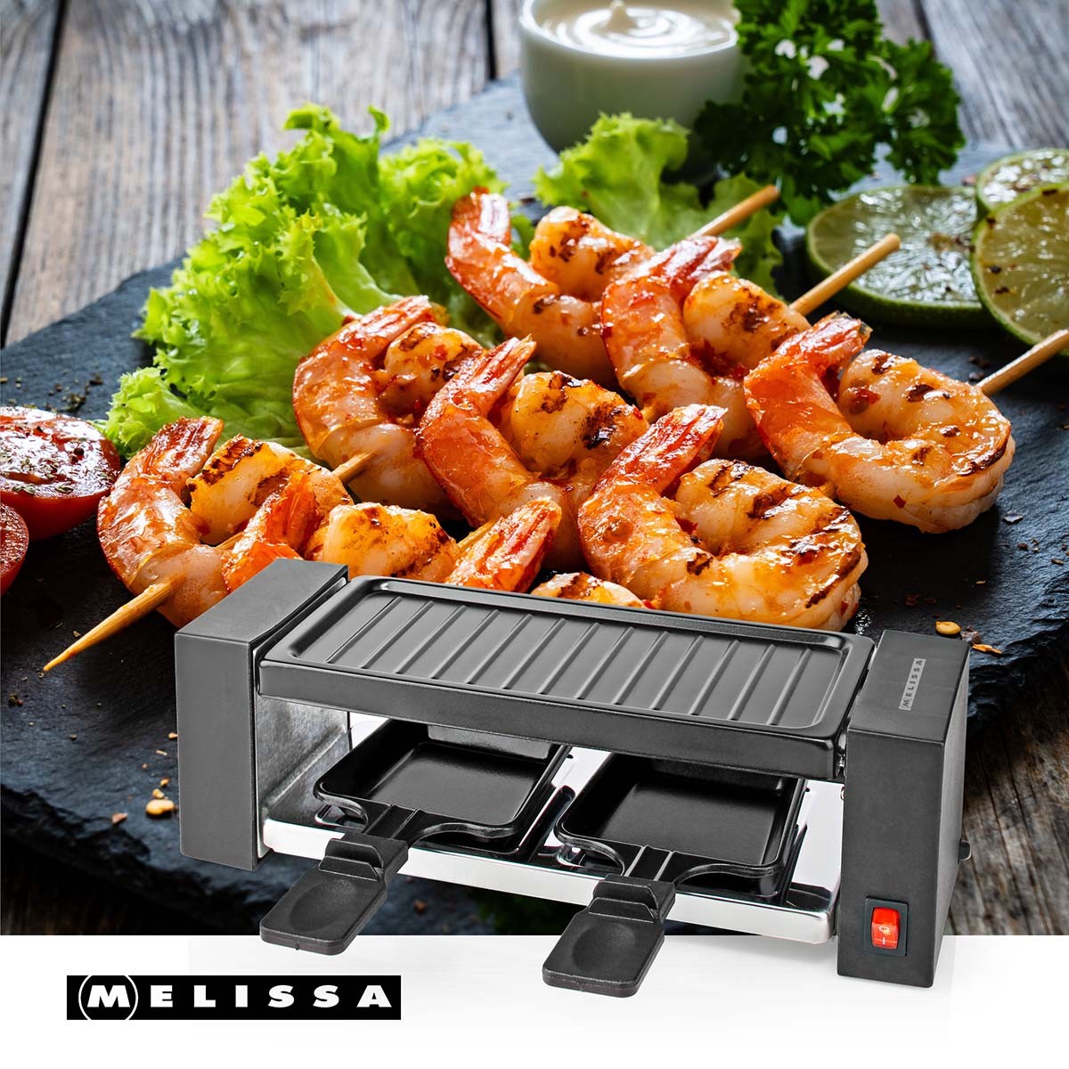 Raclette Grill for 2, 400W, Non-Stick, 23x10 cm