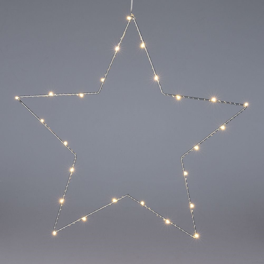 Radiant Star: 25 LED lights, Silver, Battery operated