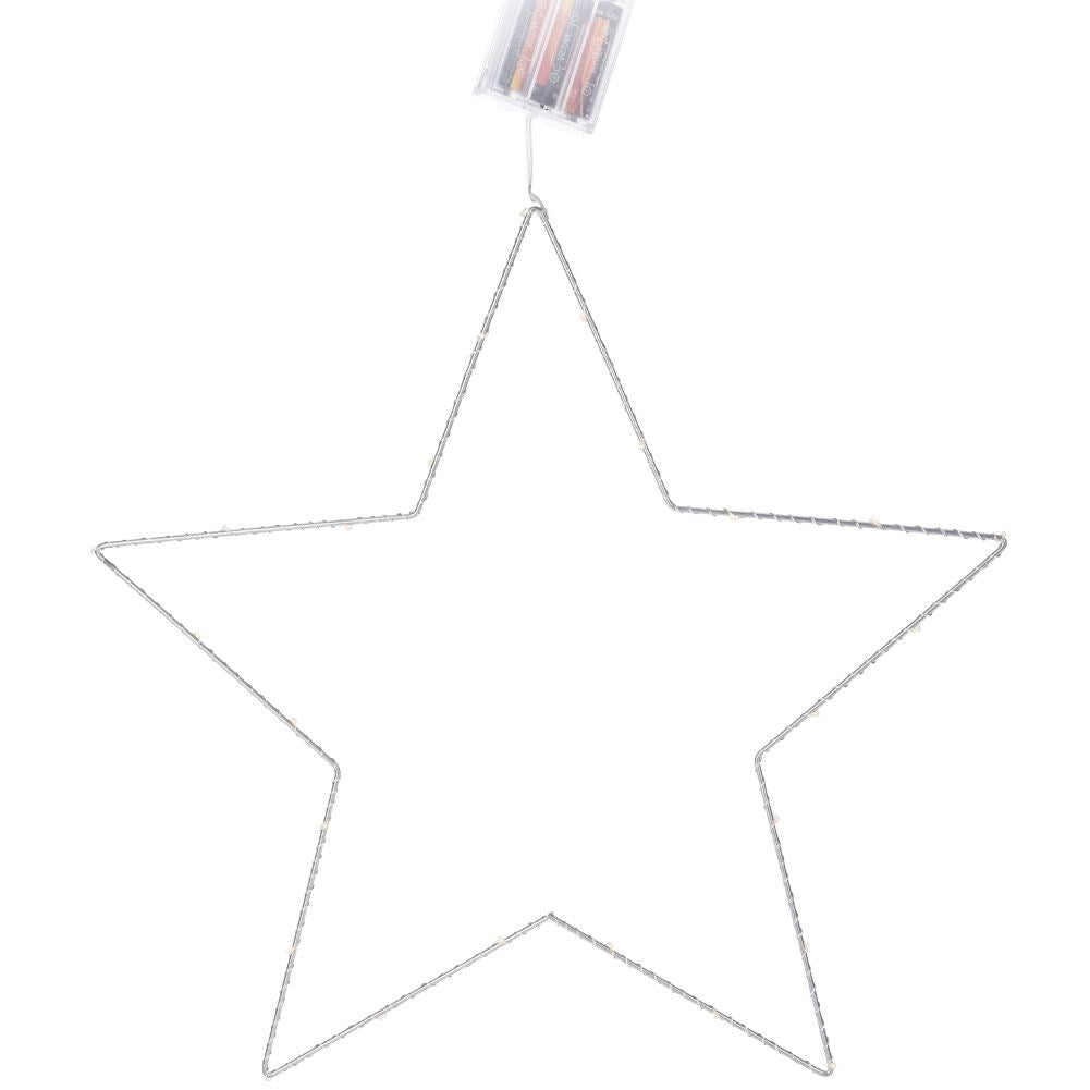 Radiant Star: 25 LED lights, Silver, Battery operated
