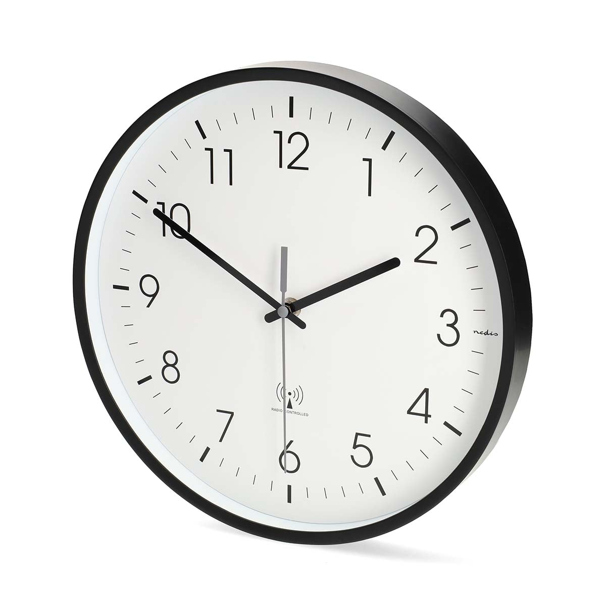 Radio Controlled Wall Clock, 300mm, Silent, Black/White