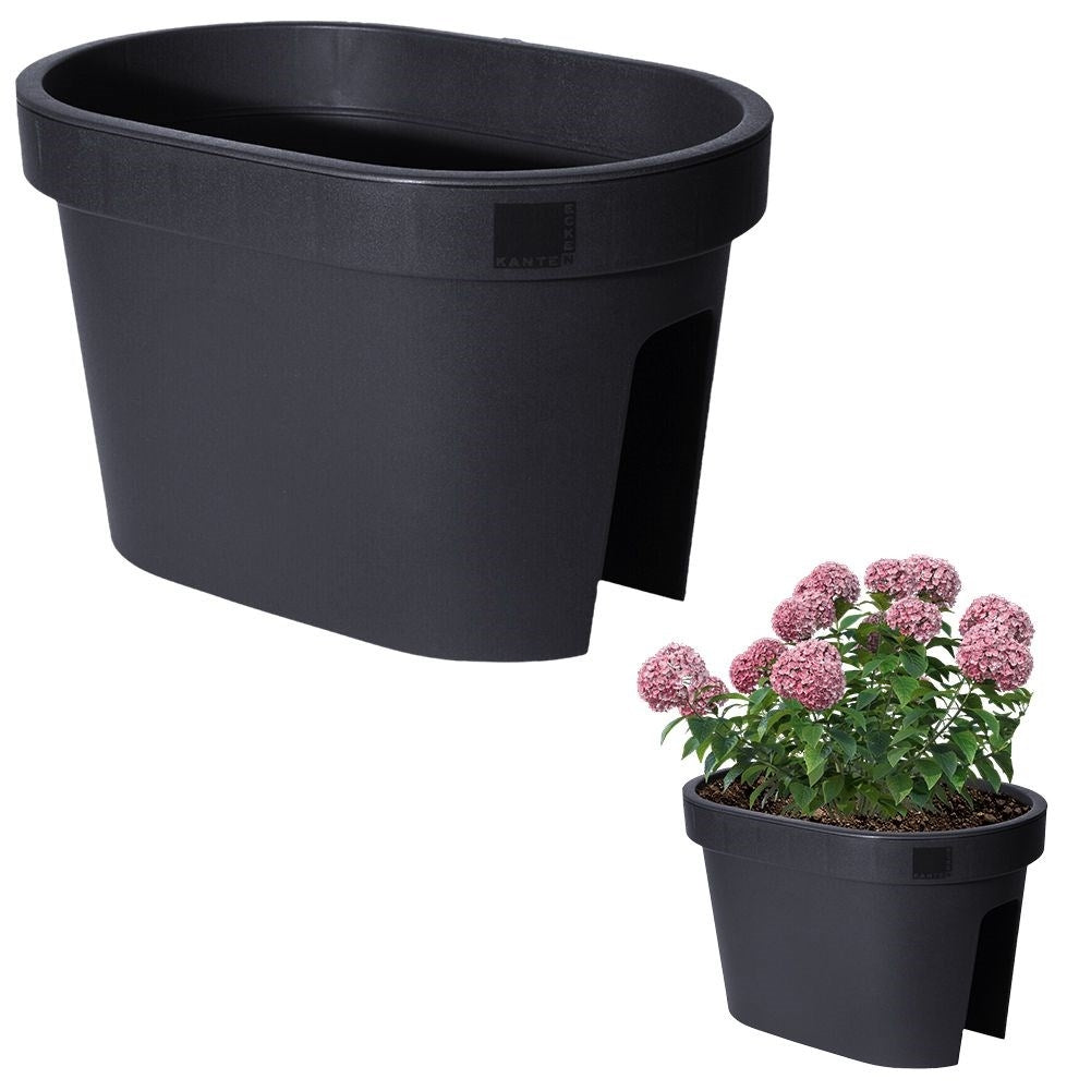 Rail flower pot in black, 90% recycled material
