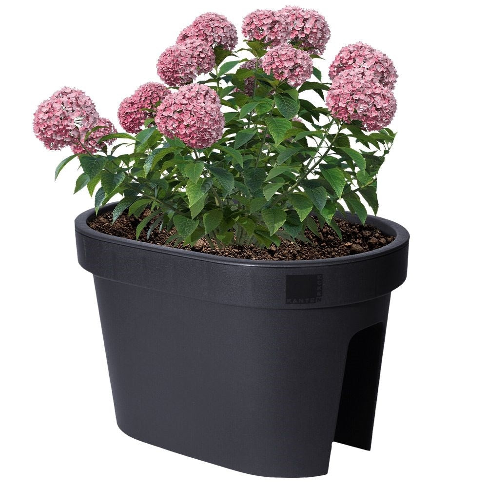 Rail flower pot in black, 90% recycled material