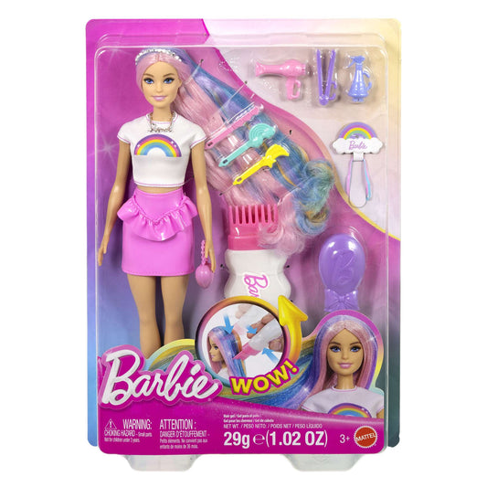 Rainbow Hair Barbie Doll with Glitter Comb & Accessories