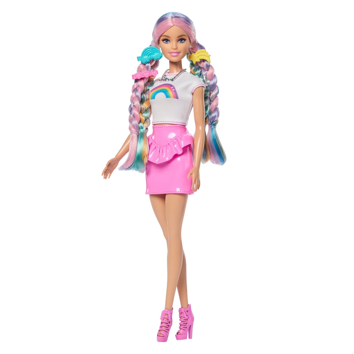 Rainbow Hair Barbie Doll with Glitter Comb & Accessories