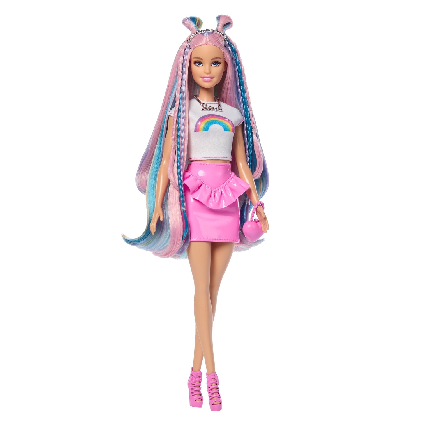 Rainbow Hair Barbie Doll with Glitter Comb & Accessories