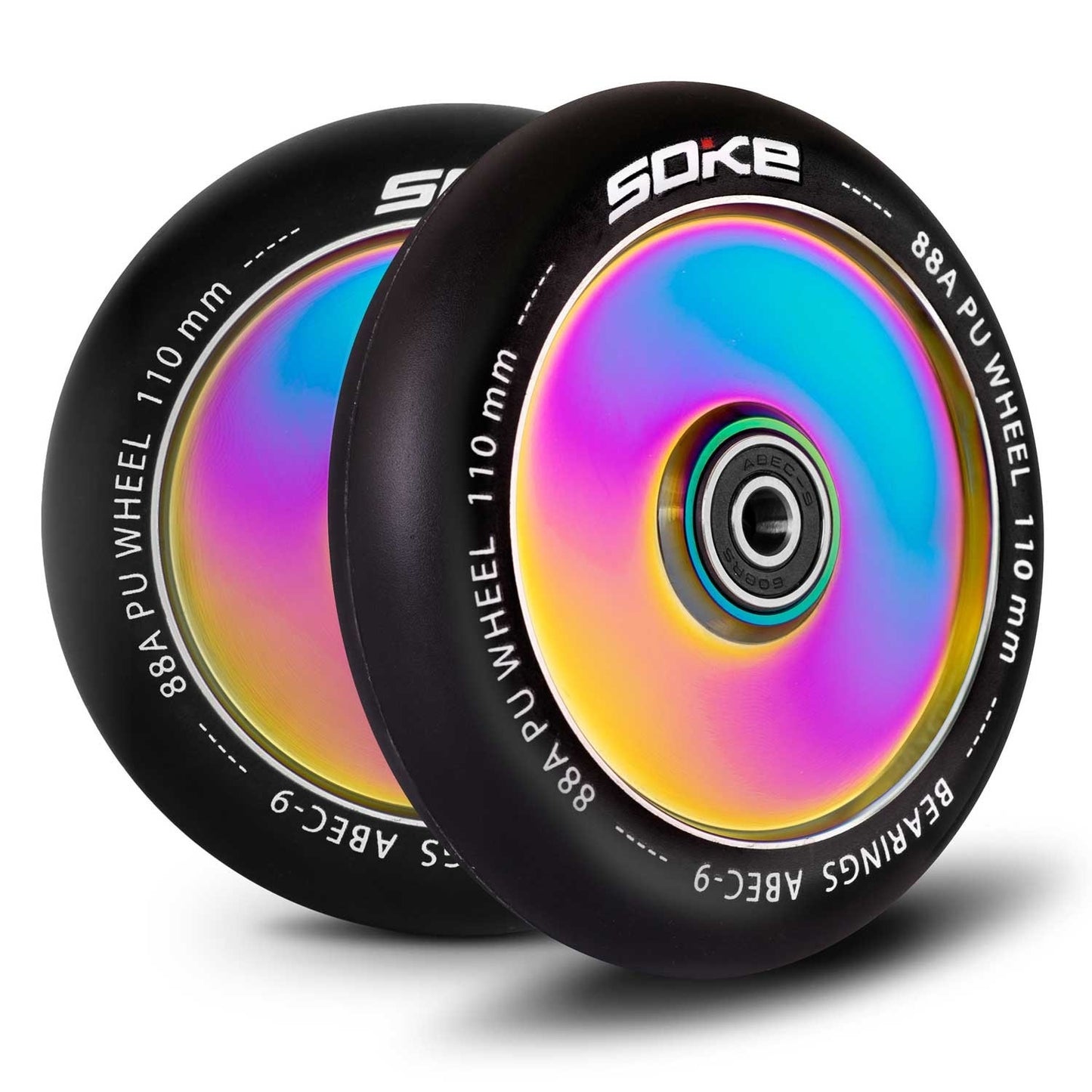 Rainbow colored 110 mm Full Scooter wheels, 2-pack